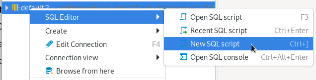 SQL 편집기 열기