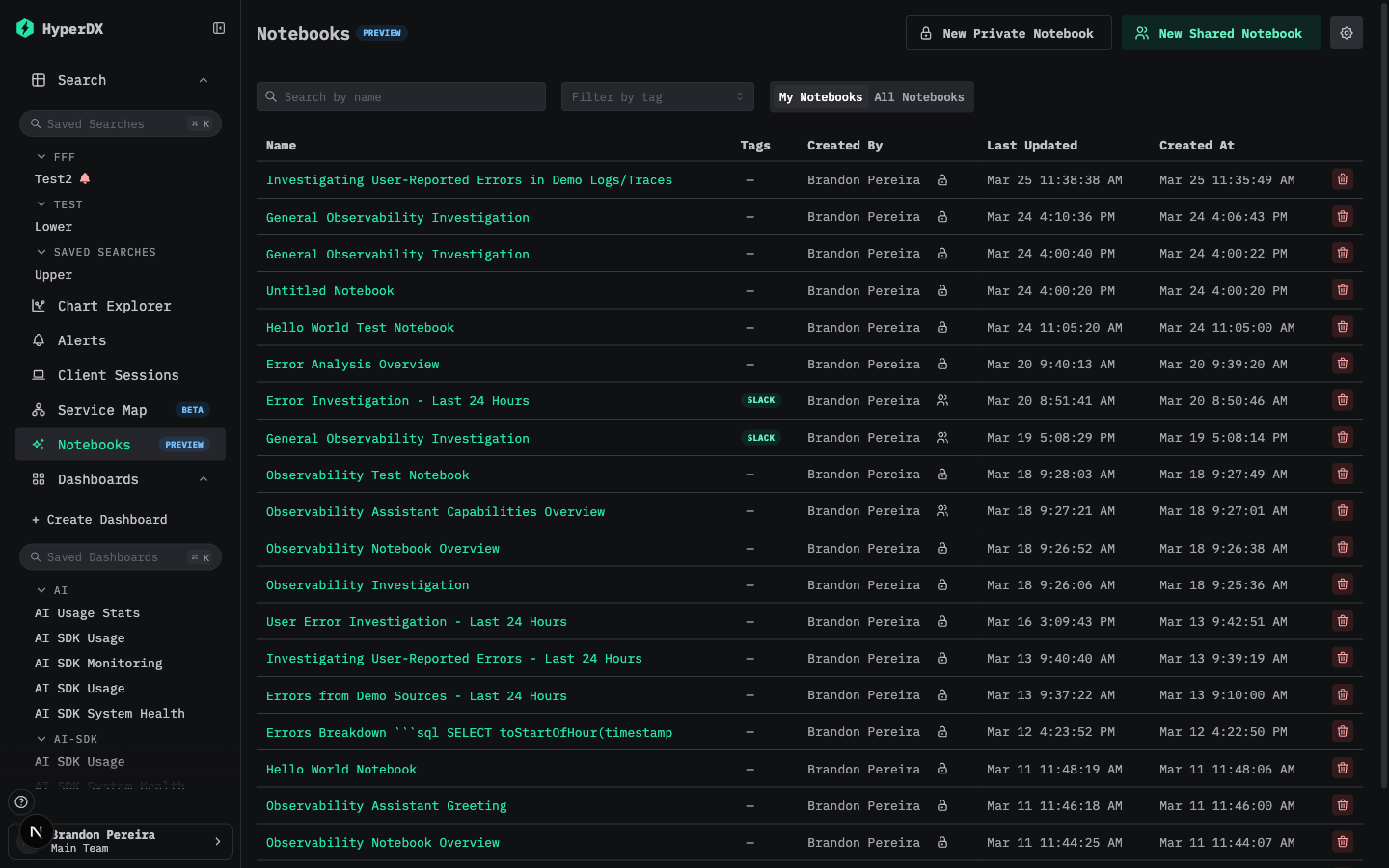 노트북 목록 페이지