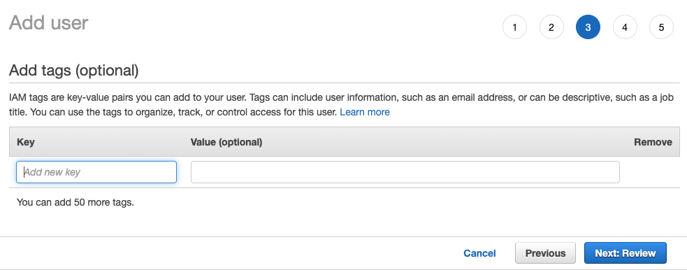 IAM 사용자에 대한 태그 할당을 생략합니다